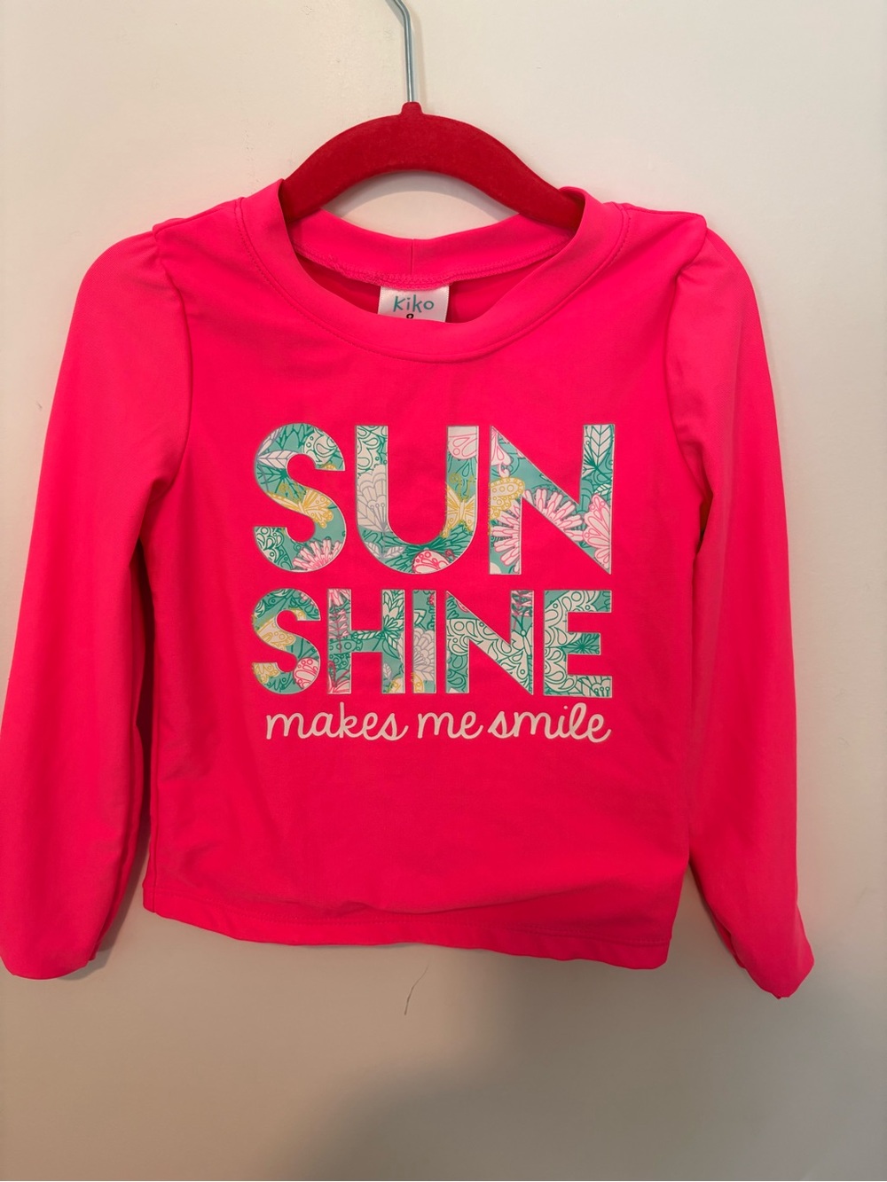 Kiko Girls' Pink 'Sunshine Makes Me Smile' Long Sleeve swim rash guard